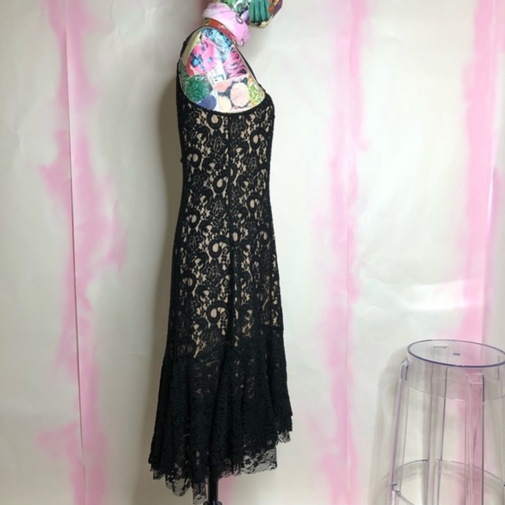 Anthro Cotrena Flounced Dress Lace Midi Trumpet - Picture 4 of 6